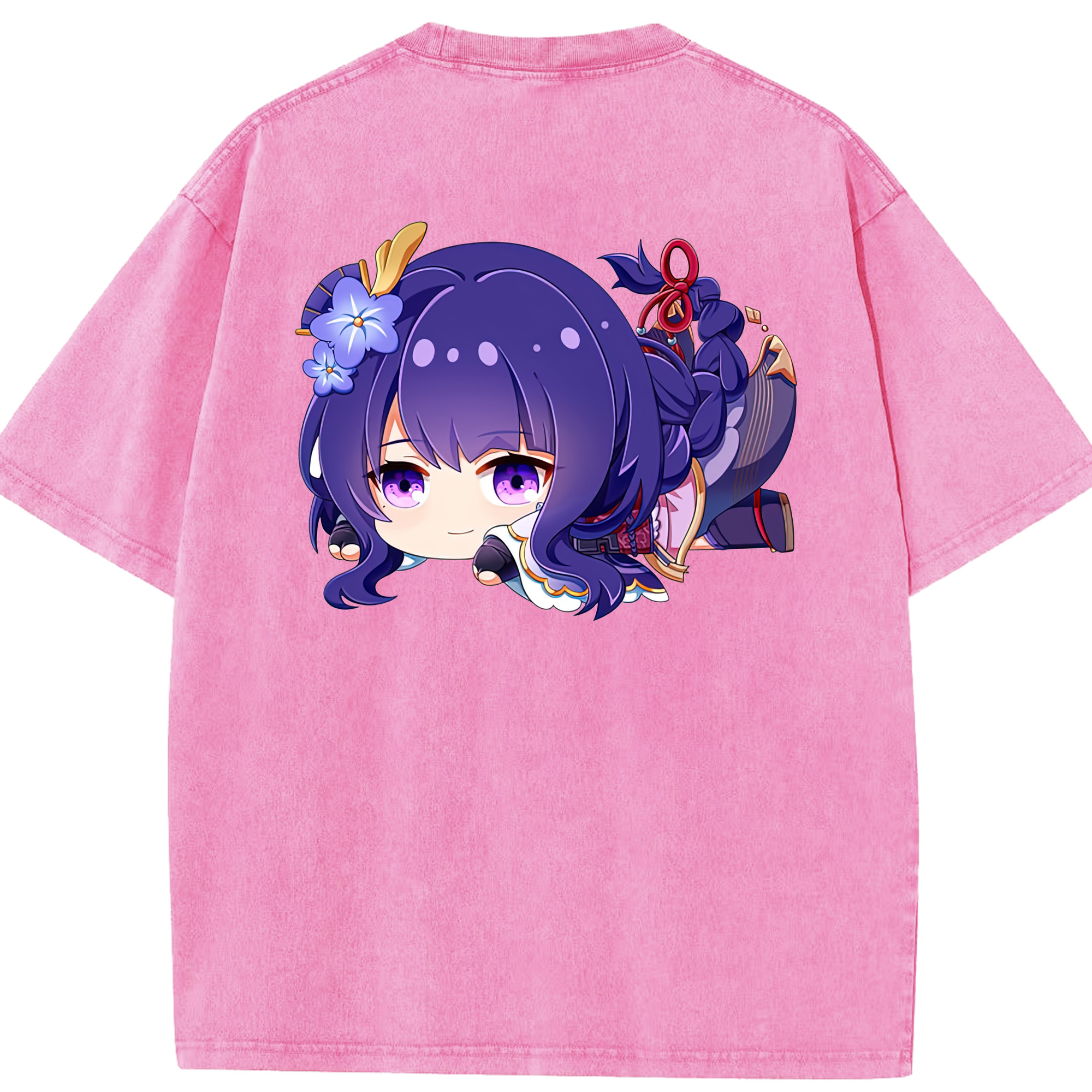 げんし神 雷電将軍 らいでんしょうぐん genshin Raiden Shogun 綿100% ヴィンテージ風 半袖Tシャツ（背面プリント）